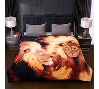 New 3D Animal Designs Luxurious Throws Super Soft Warm Cosy Travel Sofa Settee and Bed Fur Fleece Winter Blankets TN (Lion, King - 200x240 CMS)