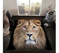 New 3D Animals Print Faux Fleece Throws Luxurious Super Soft Warm Cosy Sofa Settee Bed Mink Faux Fleece Anti Allergy Kids Adults Blankets (Double -150x200 cm, Lion)