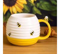 New 3D Bee Mug - Cute Ceramic Coffee Cup with Bee Figurine Handle, Fun Beehive-Inspired Design, Kitchen Tableware Tea, Coffee, Hot Chocolate Gift for Nature and Bee Lovers -A49