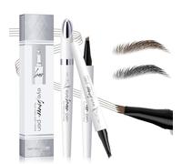 New 3D Micro Eyebrow Pencil with 4 Fork Tip Applicator, Magic Waterproof Eye-brow Pencil, Effortlessly creates natural-looking brows (Light Brown+Black)