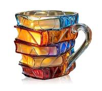 New 3D Painted Glass Book Cup, a Fun Designed for Fans, and a Cute Roller Painted, a Gift for Literature Enthusiasts and Book Lovers (New-F)