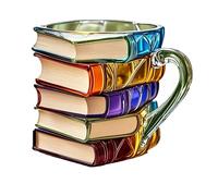 New 3D Painted Glass Book Cup, a Fun Designed for Fans, and a Cute Roller Painted, a Gift for Literature Enthusiasts and Book Lovers (New-G)