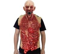 New 3D Realistic Zombie Mask with Internal Organs Chest Costume,Horror Bloody Zombie Head Mask Outfit,Adults Disgusting Zombies Organs Costume for Halloween Holiday Cosplay Party (Color:2Pc)