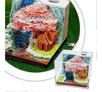 New 3D sticky tearable note paper flower fruit mountain tree house gift ornament