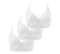 New 3PCS Non Wired Bras for Women Plus Size Solid Color Three-Breasted Thin Lace Comfortable Breathable Underwear Brater Buckle Female Bra Deep V Neck Vest Bralette Wireless Bras Bigger Bust 2026
