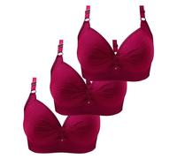 New 3PCS Non Wired Bras for Women Plus Size Solid Color Three-Breasted Thin Lace Comfortable Breathable Underwear Brater Buckle Female Bra Deep V Neck Vest Bralette Wireless Bras Bigger Bust Sales