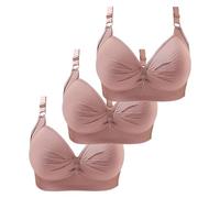 New 3PCS Non Wired Bras for Women Plus Size Solid Color Three-Breasted Thin Lace Comfortable Breathable Underwear Brater Buckle Female Bra Deep V Neck Vest Bralette Wireless Bras Bigger Bust Sales