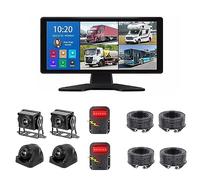 New 4-Channel BSD All-In-One Monitor for Truck RV Campers, 10.36 Inch Touch Backup Camera System with 4 AHD 1080P Camera & 2 Radar Alarm, Pedestrian AI Intelligent Recognition