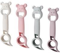 New 4 in 1 Multi Function Can Opener Bottle,Multi Kitchen Tool for Jelly Jars,Wine, Beer and Other,Bottle Opener to Protect The Nail Use for Children,Elderly and Arthritis Sufferers (Plastic, 4Pcs)