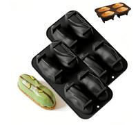 New 4-in-a-Row Pistachio Nut Shaped Mousse and French Chiffon Cake Mold, Food Grade Silicone Baking Tool, Non-Stick Easy Release for Home Baking (2pc Black)