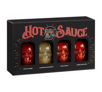 New 4 Pack Chilli Skulls Hot Sauce Selection Sauces Come In Skeleton Skull Head Shaped Bottles Both Decoration & As a Caution Gift Set Xmas Gift For Hot Sauce Lover's - A74