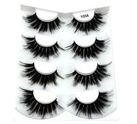 NEW 4 Pairs 3D Mink Hair False Eyelashes Criss-cross Cross Fluffy length 25mm Lashes Extension Handmade Eye Makeup Tools()