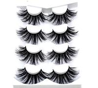 NEW 4 Pairs 3D Mink Hair False Eyelashes Criss-cross Cross Fluffy length 25mm Lashes Extension Handmade Eye Makeup Tools()