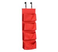 NEW 4 SECTION OVER DOOR HANGING WARDROBE STORAGE UNIT CLOTHES SHOE ORGANISER IN Red Polyester