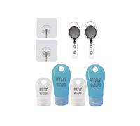 New 4 Silicone Refillable Travel Bottle Set 2 Sizes Hand Liquid Gel Extending Carabiner Clip and Multi Purpose Hook