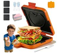 New 4 Styles Microwave Toastie Sandwich Maker, Microwave Toastie Maker, Microwaves Grill with Removable, Easy Cleaning, for Sandwiches, Bacon, Fried Dumplings (Orange,Heart pattern)
