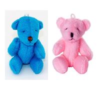 NEW 4 X Cute And Cuddly Small Teddy Bears - 2 X Blue And 2 X Pink - Gift Present