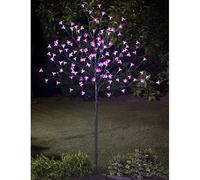New 4ft Cherry Blossom Tree - Solar Powered Garden Decoration with Twinkling Lights, 128 LEDs, Auto On at Dusk, Rechargeable Battery, Easy Assembly, No Wiring Required A-53