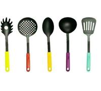 New 5/ 7pc Nylon Kitchen Utensil Set Stand Cooking Tool Camping Food Non Stick (5PC Multi Colour Nylon Kitchen Set)