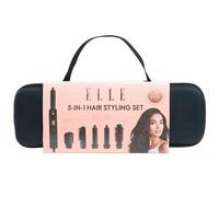 New 5-in-1 Hair Styling Set with Attachments - Volumising Brush, Curling Barrels, Smoothing & Blow Dryer Tools with Travel Case, Gift for Teens & Women -A08