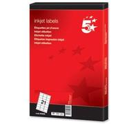 New. 5 Star Addressing Labels Inkjet 21 per Sheet 63.5x38.1mm White [2100 Labels]