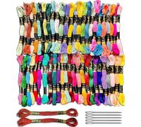 New 50 Anchor Cotton Cross Stitch Embroidery Threads Skeins Colour/Floss 100% Cotton Thread UK/Pack of 50 Comes with Free Bundle of 5 Big Eye Needle and 2 Metallic Anchor Skeins