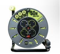 NEW 50M 13A 4 GANG SOCKET EXTENSION CABEL REEL OPEN SWITCH PRO XT MASTERPLUG UK