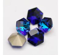 New 5A 10PCS Kaleidoscope Hexagon DIY Loose Rhinestones Pointback Nail Crystals Colorful Glass Jewelry Making Beads-Bermuda Blue-9.4x10.8mm-10pcs