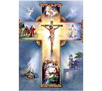 New 5D Diamond Painting Kits for Adults Kids, Awesocrafts Jesus Cross Christian Full Drill DIY Diamond Art Embroidery Paint by Numbers with Diamonds (Cross)
