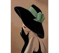 New 5D Diamond Painting Kits for Adults Kids, Awesocrafts Lady in Black Hat Full Drill DIY Diamond Art Crystal Rhinestone Paint by Diamonds Cross Stitch (Elegant Lady)