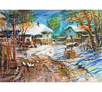New 5D Diamond Painting Kits for Adults Kids, Awesocrafts Snow Countryside Full Drill DIY Diamond Art Crystal Rhinestone Paint by Diamonds Cross Stitch (Countryside)