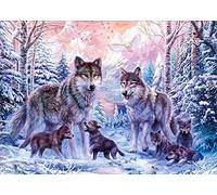New 5D Diamond Painting Kits for Adults Kids, Awesocrafts Snow Wolf Family Full Drill DIY Diamond Art Crystal Rhinestone Paint by Diamonds Cross Stitch (Wolves)