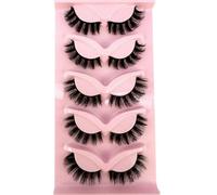 NEW 5pairs Classic Hybrid Volume Lashes Wispy D Curl Short Russian Strip Lashes Makeup False Eyelashes