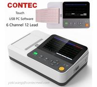 New 6 Channel ECG Electrocardiograph 12 Lead EKG Touch Cardiac Machine PC SW