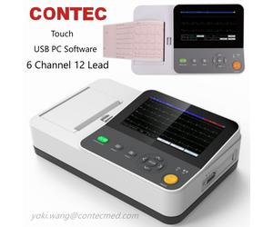 New 6 Channel ECG Electrocardiograph 12 Lead EKG Touch Cardiac Machine PC SW