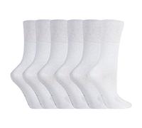 NEW: 6 Pairs Ladies Gentle Grip No Elastic Socks 4-8 uk, 37-42 eur (GG67 WHITE)