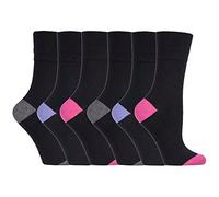NEW: 6 Pairs Ladies Gentle Grip No Elastic Socks 4-8 uk, 37-42 eur (SOLRP07HT)