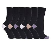 NEW: 6 Pairs Ladies Gentle Grip No Elastic Socks 4-8 uk, 37-42 eur (SOLRP10HT)