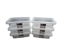 [Pack of 5] 4L Plastic Crystal Clear Storage Boxes with Lids Stackable Container