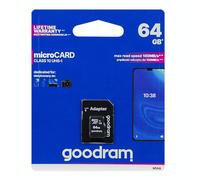 goodram 64GB M1AA Micro Card High Speed Class 10 Memory Card with Adapter and UHS-I Interface Read Speed up to 100MB/s Write Speed from 10MB/s 64GB