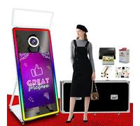NEW 65" Magic Mirror Photo Booth with Printer,43'' Touch Screen Selfie Photobooth Machine with Flight Case for Wedding and Party (White,with Printer)
