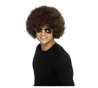 NEW 70's Afro Disco Brown or Black Men's Wig 70's Hippie Fancy Dress Accessory