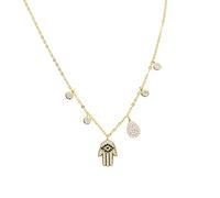 New 925 Sterling Silver Hamsa Tear Drop Cz Fatima Hand Turkish Jewelry Necklace