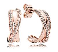 New 925 Sterling Silver Pandora Earring Pave Heart Timeless Elegance Enchanted Crown Signature Earring For Women Jewelry Gift
