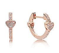 New 925 Sterling Silver Pandora Earring Pave Heart Timeless Elegance Enchanted Crown Signature Earring For Women Jewelry Gift