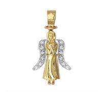 New 9ct Gold Cubic Zirconia Angel Pendant 29mm