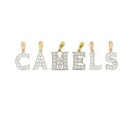 New 9ct Gold Cubic Zirconia Block Initial Pendant 19mm