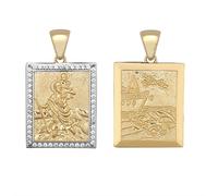 New 9ct Gold Cubic Zirconia St Christopher Pendant 29mm