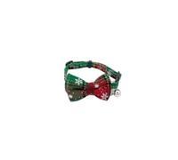 New Adjustable Checkered Fabric Bow Pet Bell Collar with Patch Buckle Style, Cute Collar for Dogs and Cats, Pet Neck Supplies. (Red-Green 2pcs)