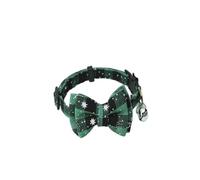 New Adjustable Checkered Fabric Bow Pet Bell Collar with Patch Buckle Style, Cute Collar for Dogs and Cats, Pet Neck Supplies. (Snowflake Green 2pcs)